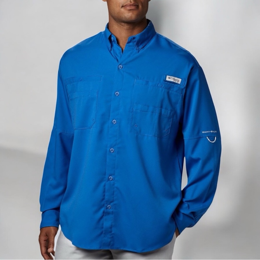 Columbia PFG Tamiami II Omni Shade Long Sleeve Roll Tab Vented Fishing Shirt L